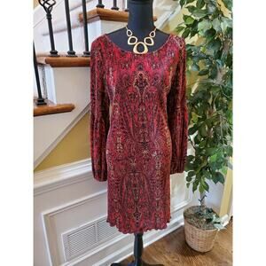 Tash + Sophie Womens Red paisely patten pull over Dress size 10